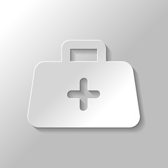 Obraz premium first-aid kit, simple icon. Paper style with shadow on gray back