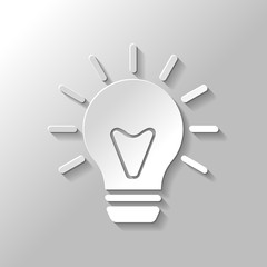 old bulb with light. simple single icon. Paper style with shadow