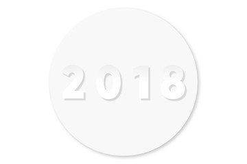 2018 year button isolated on white background