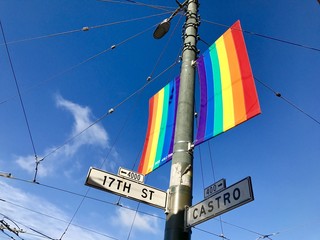 SAN FRANCISCO CA USA / 10, 11, 2016 : Castro street sign, commonly referenced as The Castro, is a...