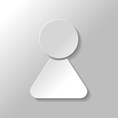 Female symbol. Simple icon of woman. Paper style with shadow on