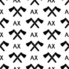 Seamless pattern with black ax.