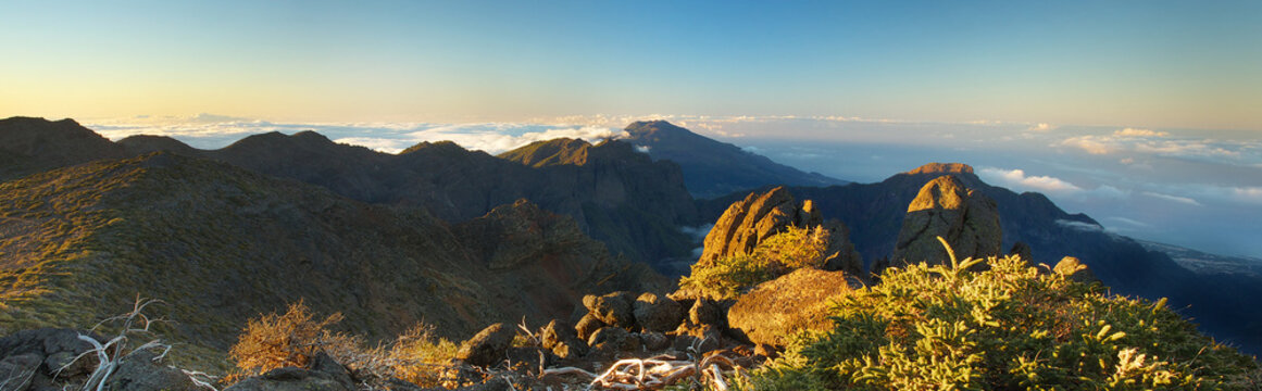 Morning above the crater Caldera de Taburiente, Island of La Palma, Canary Islands, Spain
