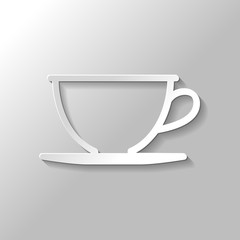 Simple cup of coffee or tea. Linear icon, thin outline. Paper st