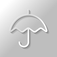 Simple umbrella icon. Linear, thin outline. Paper style with sha