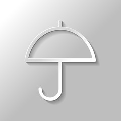 Simple umbrella icon. Linear, thin outline. Paper style with sha