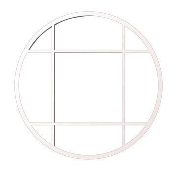 Round window isolated on white background. Vector cartoon close-up illustration.