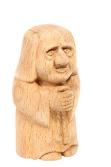 Fototapeta na wymiar Figurine of a Monk carved from beech