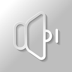 volume min icon. Paper style with shadow on gray background