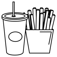 soda with delicious fast food vector illustration design