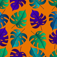Fototapeta na wymiar Tropical leaf monstera seamless pattern background