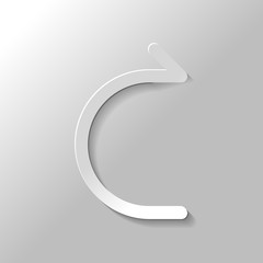 Simple arrow, forward. Linear, thin outline. Paper style with sh