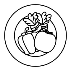 dish with vegetables healthy food vector illustration design