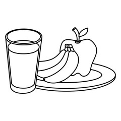 fruits with juice icons vector illustration design