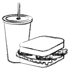 soda with delicious fast food vector illustration design