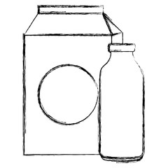 milk bottle and box vector illustration design