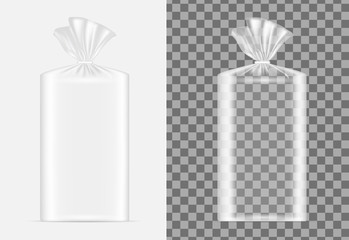 Transparent blank packaging for bread. Sachet for coffee, sweets, cookies and gift
