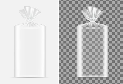 Transparent blank packaging for bread. Sachet for coffee, sweets, cookies and gift