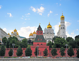 Fototapeta na wymiar Summer view of Kremlin towers, Moscow