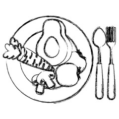 dish with vegetables healthy food vector illustration design