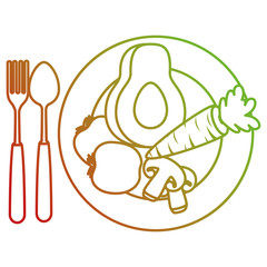 dish with vegetables healthy food vector illustration design