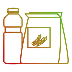 wheat bag with juice fruit bottle vector illustration design