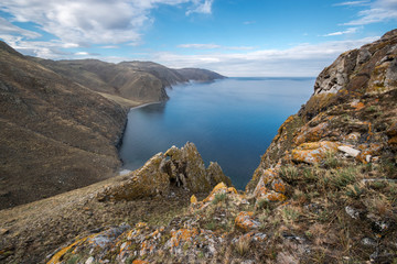 Beautiful view of the Tazheran shore of Lake Baikal