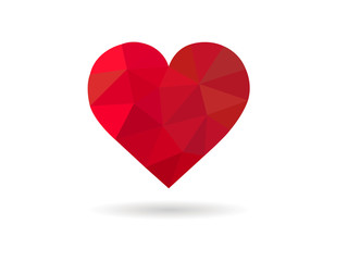 Vector drawing heart. Red geometric abstract image of a heart on a white background
