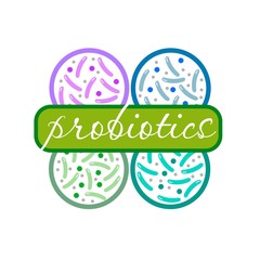 Probiotics logo. Concept of healthy nutrition ingredient for therapeutic purposes. simple flat style trend modern logotype graphic design isolated on white background