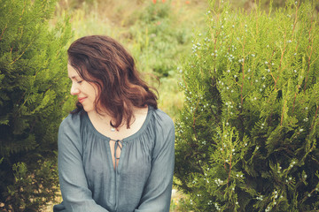 Vintage profile portrait, young woman