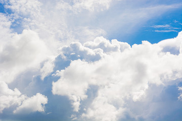 Fototapeta na wymiar White fluffy clouds and sky, background.