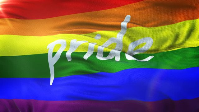 LGBT PRIDE Rainbow flag waving on sun. Seamless loop with highly detailed fabric texture. Loop ready in 4k resolution.