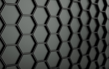Abstact black futuristic wall. 3d render