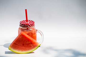 watermelon smoothie on white background