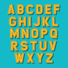 Vector retro alphabet set. Latin alphabet letters.