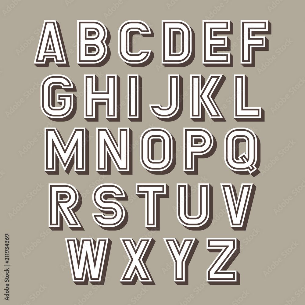 Poster vector retro alphabet set. latin alphabet letters.