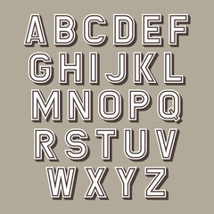 Vector retro alphabet set. Latin alphabet letters.