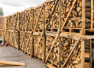 Folded and packaged firewood