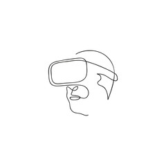 One line virtual reality glasses. Hand drawn vector illustration.