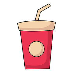 soft drink cup icon over white background, vector illustration