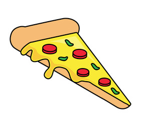 pizza slice icon over white background, vector illustration