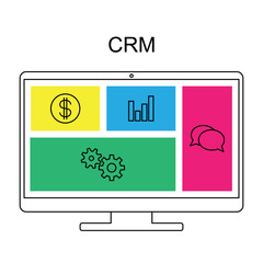 CRM customer relationship management concept flat vector illustration. - 211936712