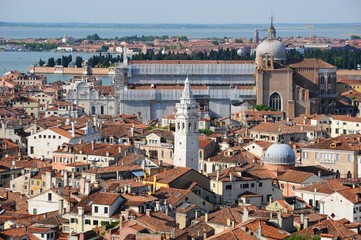 Fototapeta na wymiar Viewing Cityscape and architectures from the tower in Venice, Italy
