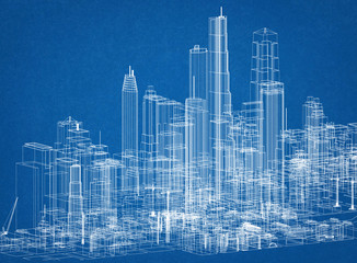 Obraz na płótnie Canvas City Concept Architect Blueprint