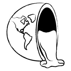 half of the planet with oil spilled over white background, vector illustration