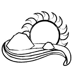 icebergs melted and sun icon over white background, vector illustration