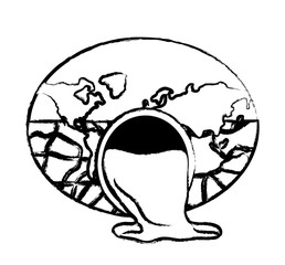 Global warming design with earth planet with oil spilled over white background, vector illustration