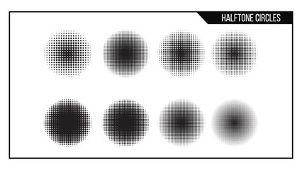 Set of circle halftone. Abstract halftone background. Black circles.