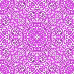 Floral Geometric Pattern with hand-drawing Mandala. Vector super illustration. For fabric, textile, bandana, scarg, print.