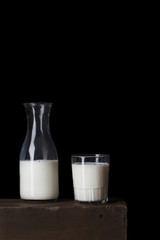Milk bottle and milk glass